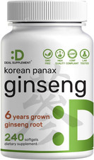 Korean Red Panax Ginseng Root Extract, 7,500Mg Serving, 240 Softgels   150Mg Act