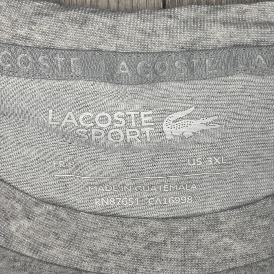 Camisa deportiva Lacoste para hombre 3XL gris jaspeado tenis gráfico logotipo ultra seco cuello redondo Foto 3 de 4