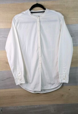 Lacoste Oxford-Hemd mit Mandarinkragen Damen Größe 36 Small Relaxed Fit Weiß 