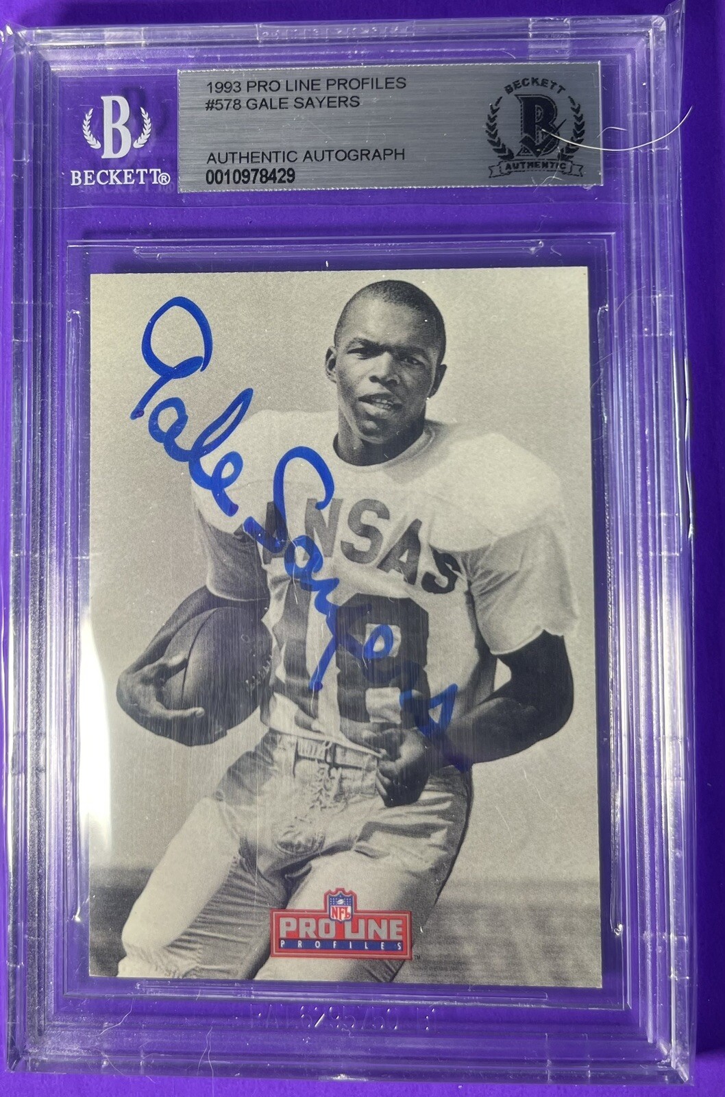 Gale Sayers Autographed Signed Chicago Bears 1993 Pro Line Profiles #578 HOF Beckett Certified 