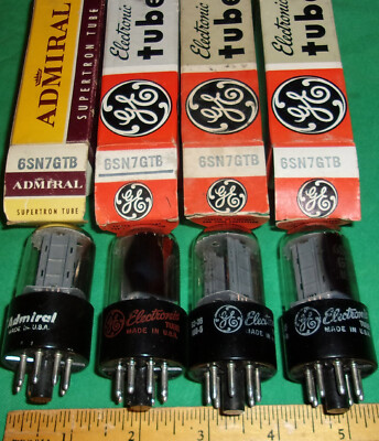 (4) NOS 6SN7GTB Twin Triode Clean! Tested! orig. Cartons! by G. E. Audio! Hi Fi!