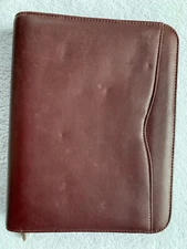 VTG DAYTIMER Planner Cover Zip Around Faux Leather 7-Ring Oxblood 8.5 X 10.5”