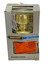 Defiant Brandywine Bed and Bath Door Knob Lock, Polished Brass Frinish