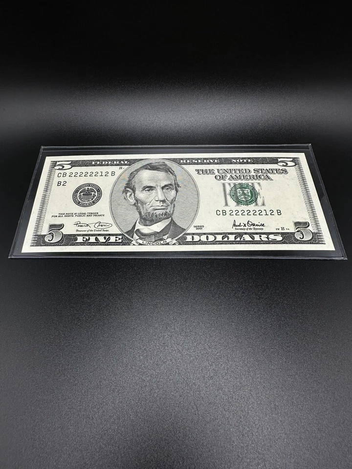 2001-$5 Dollars, Very nice bill For your Collection LOW Number . - Image 3 of 4