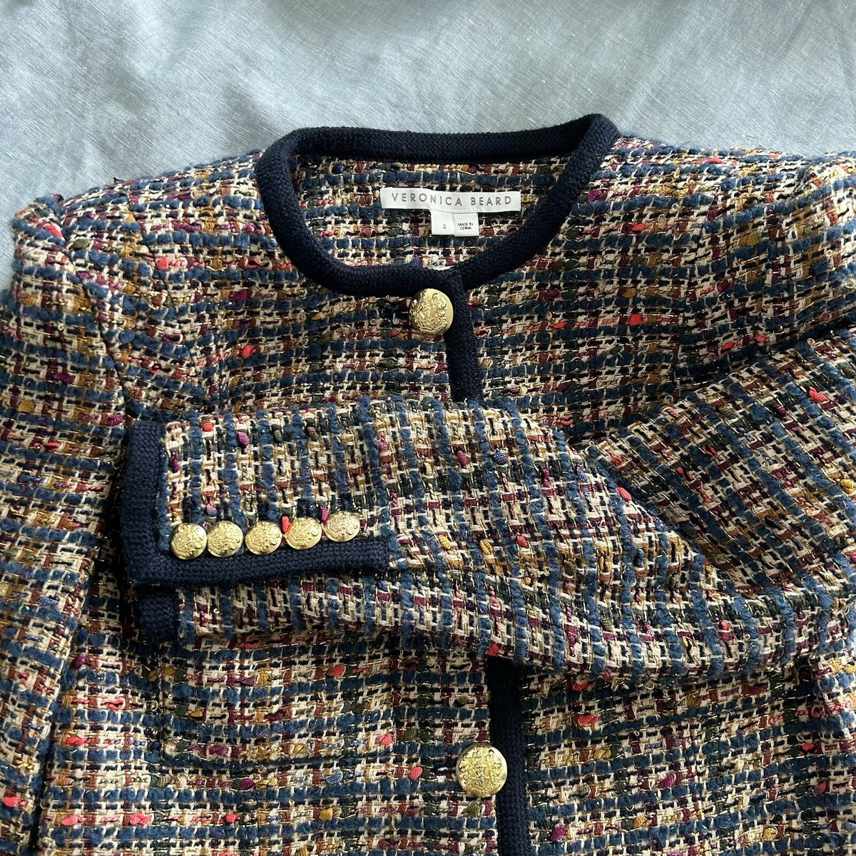 Veronica Beard Lars Tweed Jacket w/ gold buttons | eBay