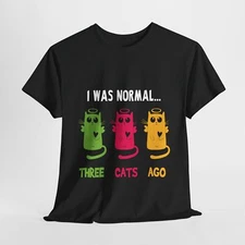 Cat Lover Unisex Heavy Cotton Tee T-Shirt 'I Was Normal'