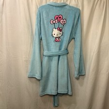 Teal Hello Kitty Robe Women s Medium NWT Soft Bath Sleepwear Pink Balloons