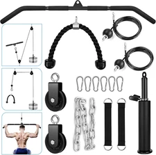 Fitness Cable Pulley System, Gym LAT and Lift Pulldown Machine Attachments, LAT