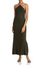 Enza Costa Faux Halter Ribbed Maxi Dress Forest Green Medium New 275