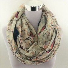 Women Bird Flower Scarf Animal Viscose Infinity Scarves Snood Foulard Shawl 1Pc