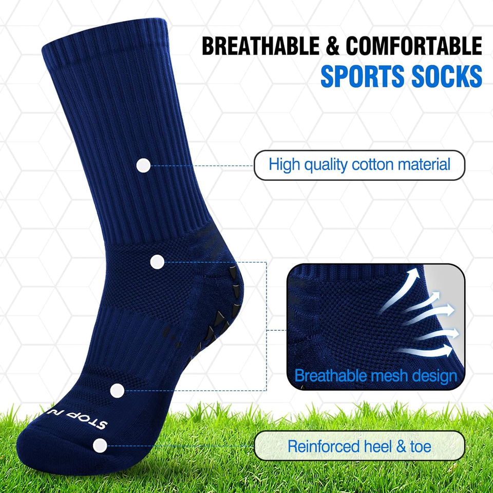 Grip Socks Soccer,4 Pairs anti Slip Non Slip Socks Mens Grip Pads Socks