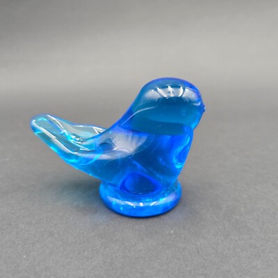 Vintage Bluebird of Happiness Blue Glass Bird Figurine Terra Studios USA 4 inch