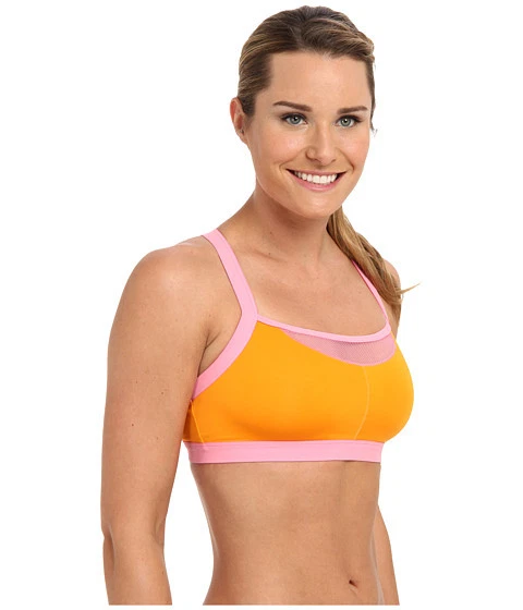 JOSIE AMP'D SUJETADOR DEPORTIVO SIN MANGAS BRALETTE ROSA/NARANJA #847170 36 B/C ¡NUEVO! $48 Foto 3 de 4