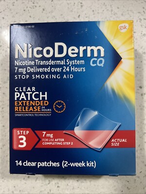 NicoDerm CQ Step 3 - 7mg - Clear Nicotine Patch - 14 Count