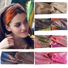 Vintage Knotted Turban Wraps Tie Dye Cross Headband Women Hair Accessories 1pc S