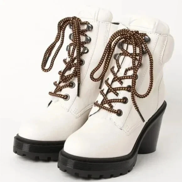 Marc Jacobs Crosby Cuero Blanco Plataforma Tacón Botín Tacón Suela de Goma 35 Foto 3 de 4