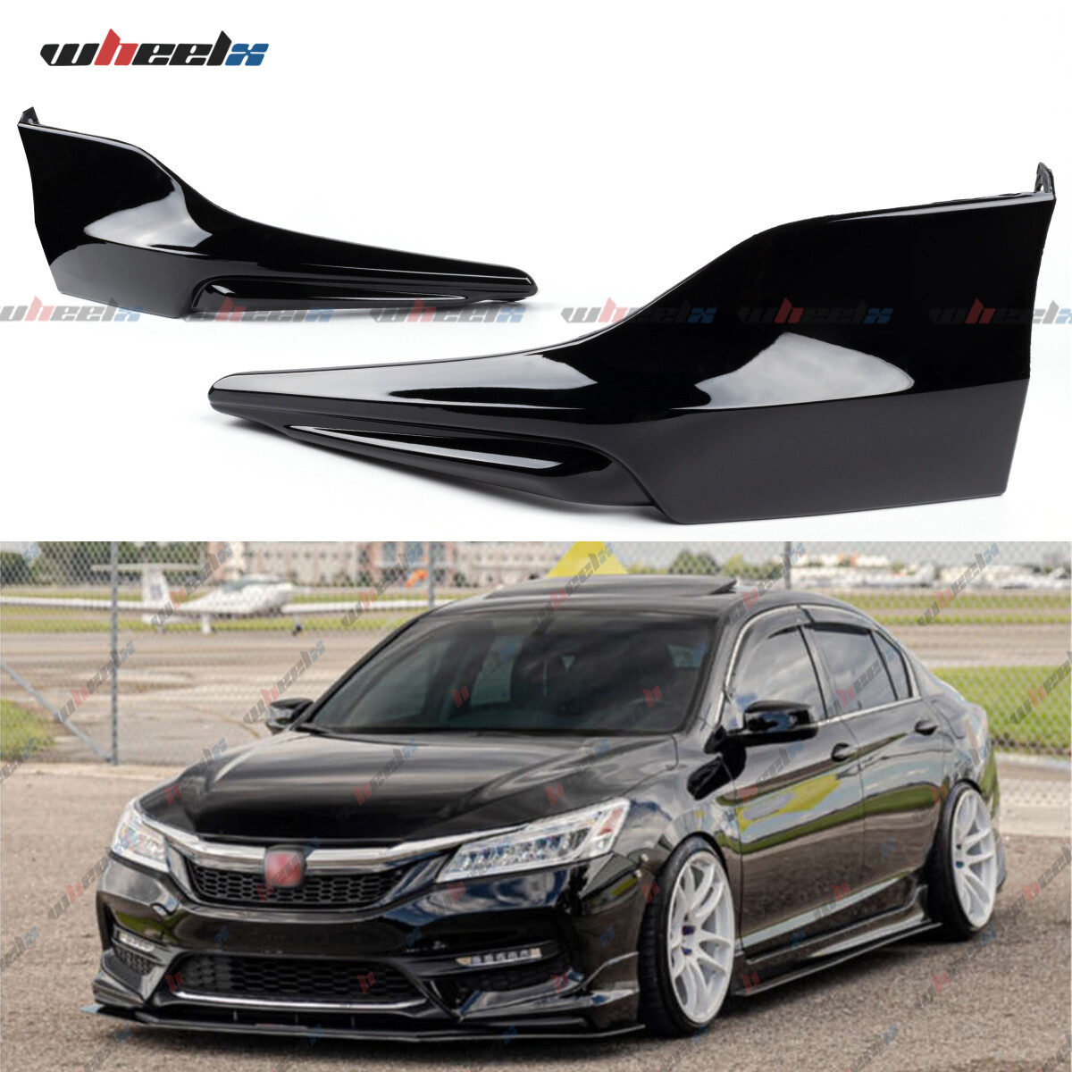 For 16-17 Accord 4dr Sedan HFP Style Blk Front Bumper Lip Splitter Apron Spoiler