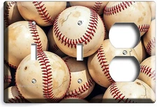OLD RUSTIC BASEBALL BALLS LIGHT SWITCH OUTLET WALL PLATE MAN CAVE SPORT ROOM ART