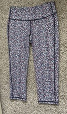 Blue And Pink Splattered Cropped Leggings