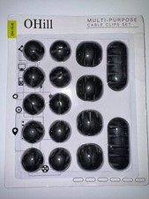 OHill 16-Piece Cable Clips   Cord Holder, Desk Organizer, Adhesive Wire Manageme