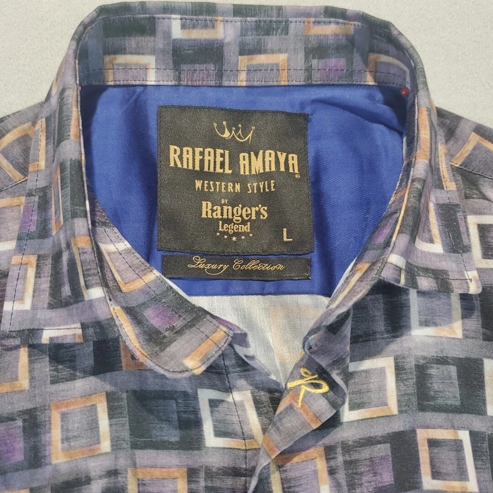 Rafael Amaya Western Style Ranger's Legend Purple Mens Button Shirt Large - Image 3 of 4