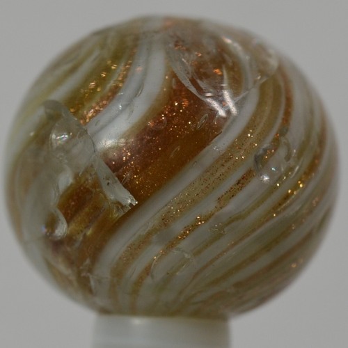Handmade White Onionskin Lutz Marble, Larger 3/4 in, Polished, Germany, S1336 - Picture 2 of 8