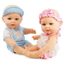 14" Anatomically Correct Twin Baby Dolls Realistic Vinyl Boy and Girl BiBi Doll