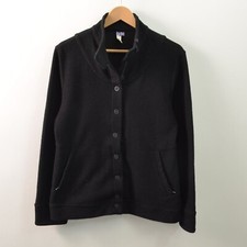 Ibex Jacket Womens Xl Black Merino Wool Pockets Zipped Button Front