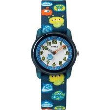 New Timex TW7C25800 Kid's Time Teacher Blue Elastic Strap Watch Monsters boys