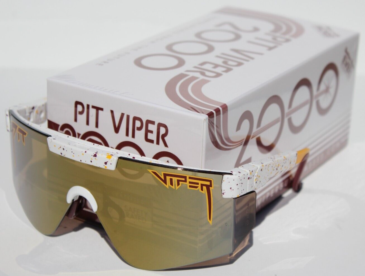 PIT VIPER The District 2000s Sunglasses White Burgundy/Gold Wrap