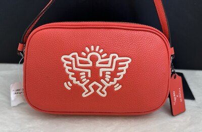 NWT COACH X KEITH HARING LYLA BRIGHT ORANGE LEATHER SADIE
