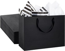 Ohuimrt 12 PCS Black Gift Bags with 1 Count (Pack of 12), 16 x 6 x 12 