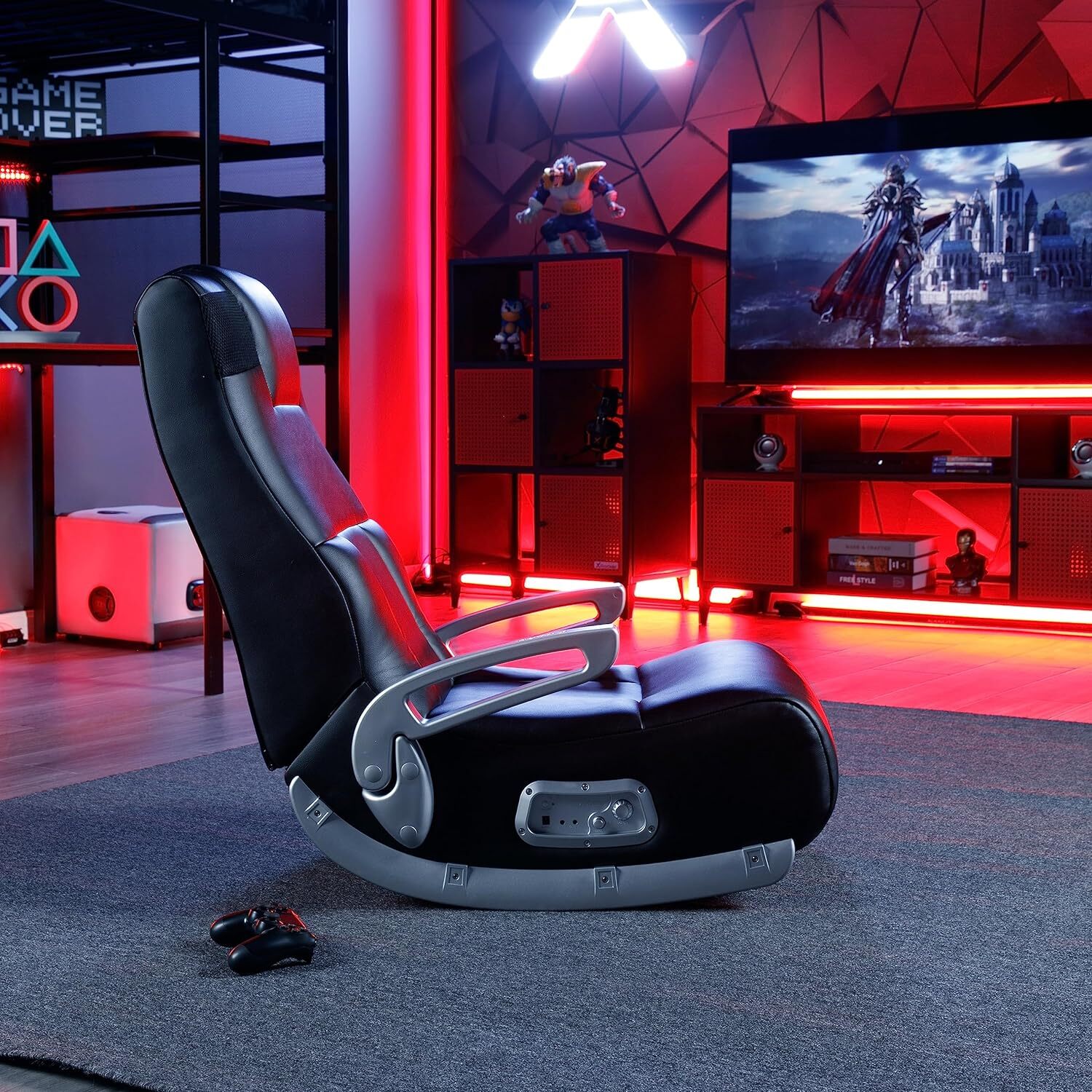 X Rocker SE II Leather Lounging Video Gaming Floor Chair, with Wireless