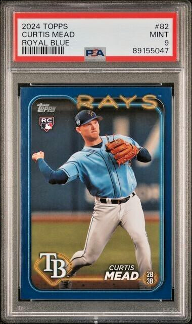 CURTIS MEAD 2024 TOPPS ROYAL BLUE PSA 9 RAYS ROOKIE #82