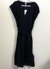 A New Day Womens Dress Size XXL Black Vneck Linen Blend Belt NWT n2