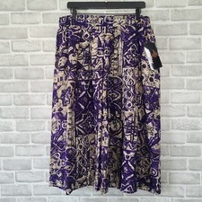 Vintage 80s 90s Panther Purple Batik Print Skirt NEW NOS 18 Womens Resort Tropic