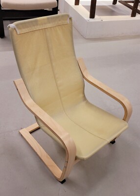 IKEA POÄNG Kid's armchair, birch veneer/Medskog dinosaur pattern