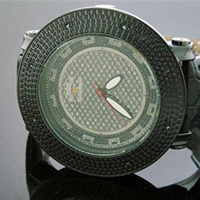 Mens Techno Royale Jumbo 57mm Bezel w/ 8 Diamonds Watch Black case