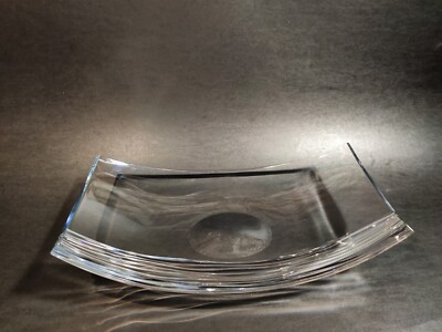 Hard To Find ''Ridge'' by Mikasa Crystal Platter. Large 14'' Long. Unique. Rare.