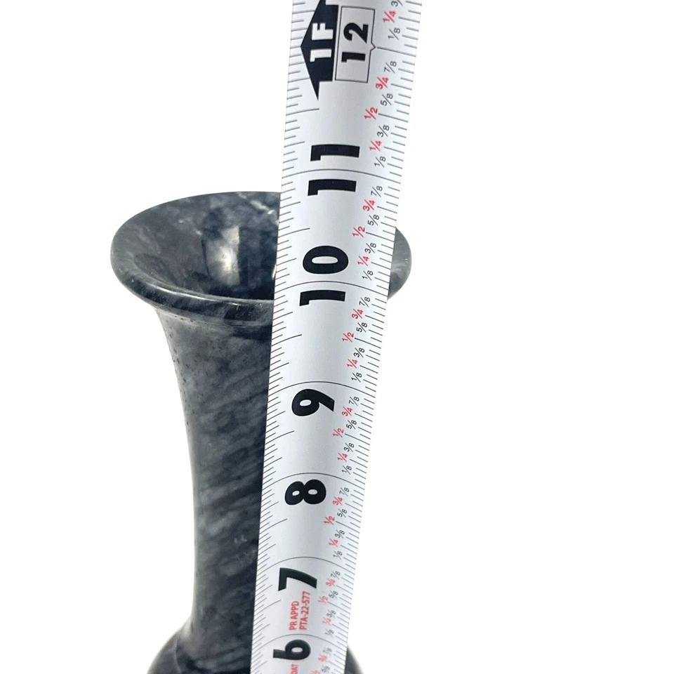 Jarrón de mármol artesanal de 10" de alto elegante y elegante gris mármol decoración del hogar Foto 4 de 4