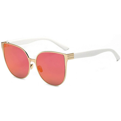 86007 C4 FASHION CATEYE SUNGLASSES METAL GOLD FRAME PURPLE MIRROR LENS