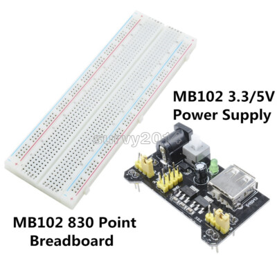 Solderless Power Supply Module 3.3/5V+ Mb102 Breadboard Bread Board Pcb 830Poi