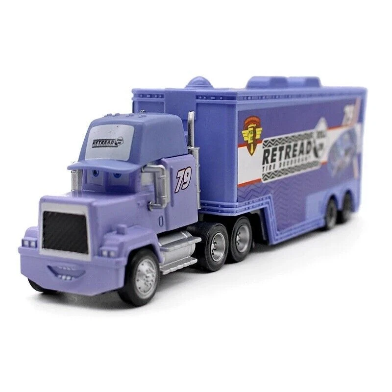 Disney Pixar Cars No.79 Retread Mack Hauler Truck + Mini Car 1:55 Diecast Toys - Image 3 of 4