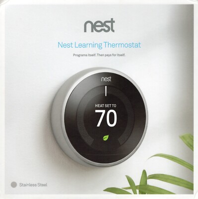 Google Nest 3rd Gen Learning Thermostat T3007ES Stainless Steel