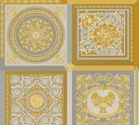Tapete Versace Home Designer 38704-5 Kacheln Barock Grau Gold (15,30€/1Qm)