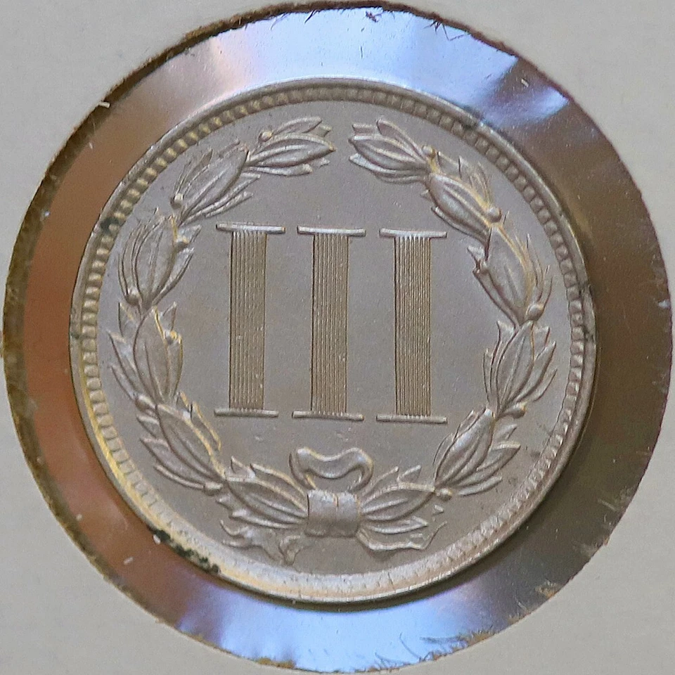 1871 Three Cent Nickel / 3 Cent Nickel - Gem BU / MS / UNC - Spotted - Image 2 of 2