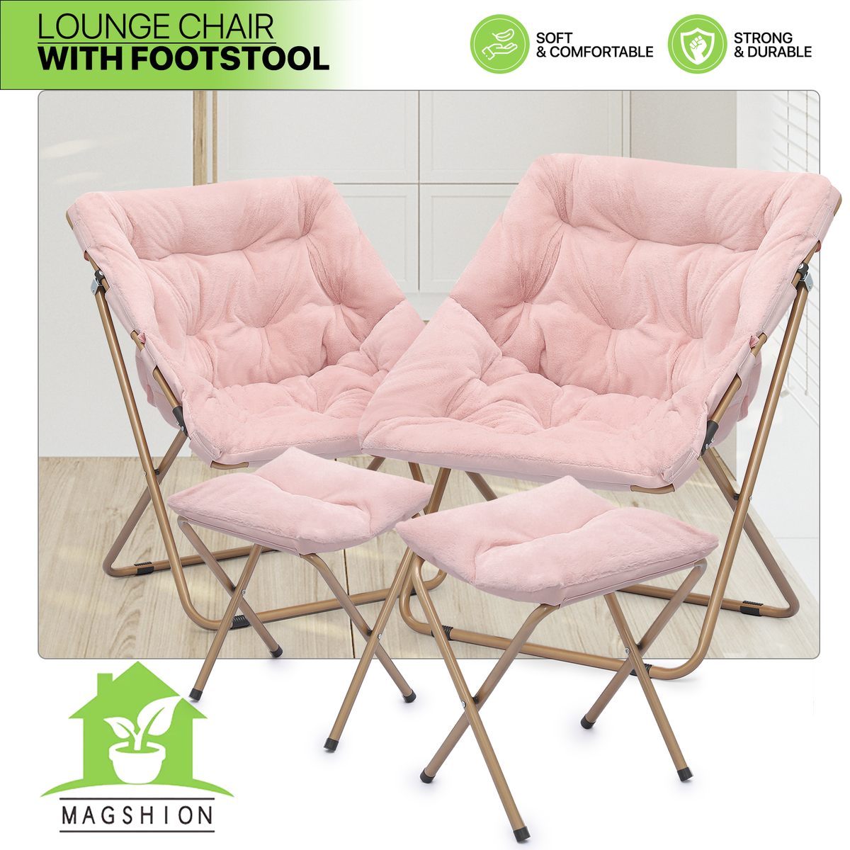 Ottoman Fur Folding Chair MoNiBloom Faux Fur Saucer Chair With