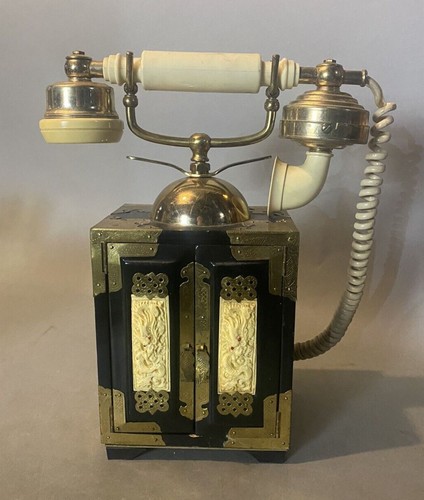 Vintage Retro Oriental Inspired Rotary Desk Telephone in Cabinet - Picture 9 of 9