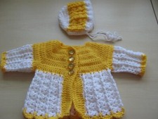 NEW BABY CARDIGAN/BONNET 16 INCH CHEST ON OFFER
