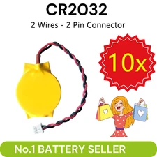 10x Two Pin RTC BIOS CMOS Battery CR2032 for Dell Lenovo HP IBM DBV Acer Laptop